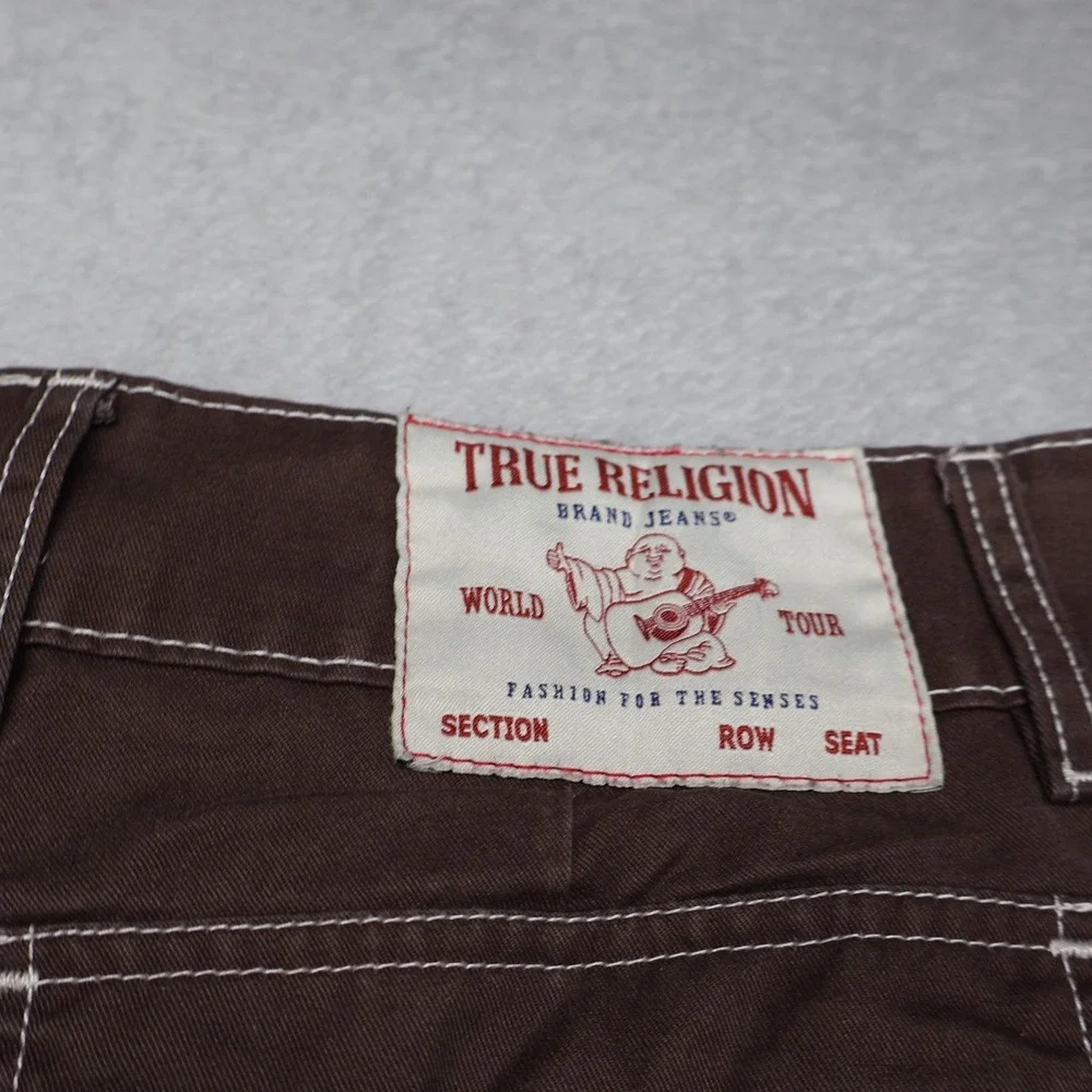 True Religion Shorts‎ Mens 32 Brown Cargo Contrast Stitch Casual Summer 30x14